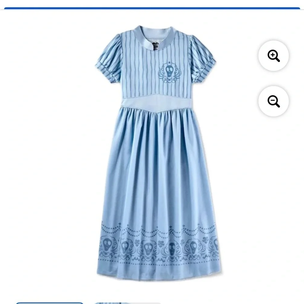 Blue Theater Costume with Puff Sleeves and Embroidered Details